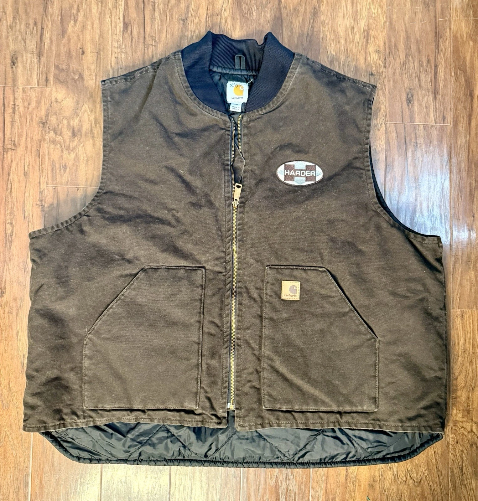 Carhartt Canvas Vest Dark Brown V02 DKB Quilted Lined Full Zip Harder Men's 3XL