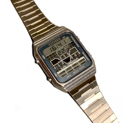 CITIZEN Vintage Digital Quartz Watch Robot Racing Meter Face D042