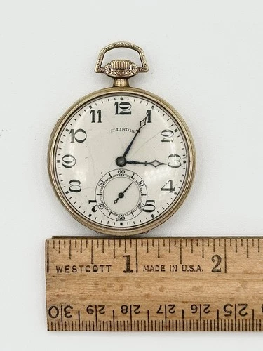 Antique 1923 Illinois Pocket Watch, Grade 405 Model 3, 12s 17J Gold Tone,  👀