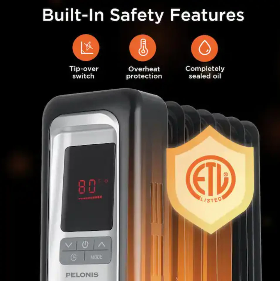Calentador radiador de aceite digital portátil Pelonis HO-0280 - negro defecto cosmético*** Foto 2 de 4