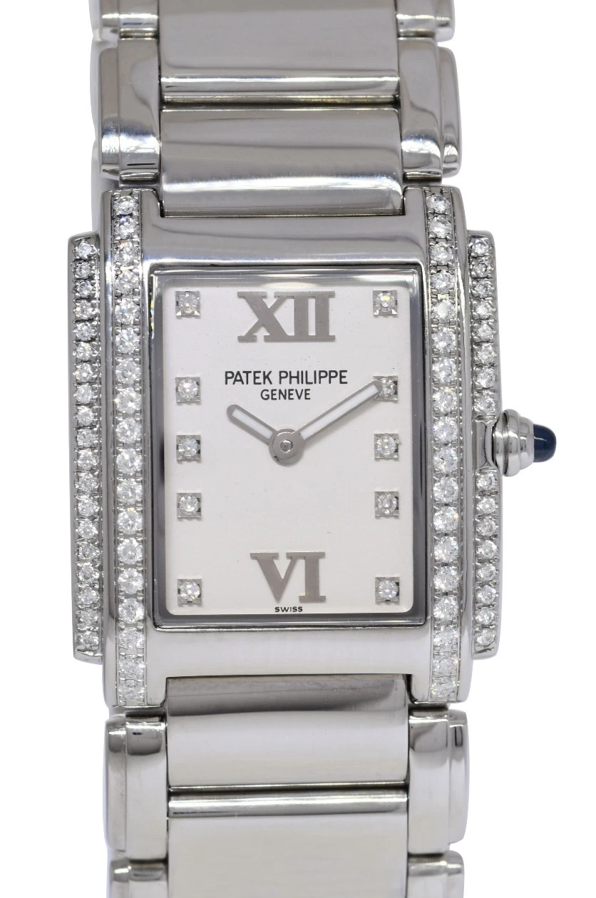 Patek Philippe — Patek Philippe Twenty~4 Steel & Double Row Diamond Timeless White Watch 24 4910