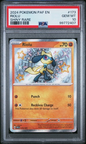 2024 Pokemon Paldean Fates Riolu Shiny Rare #173 PSA 10 GEM MT