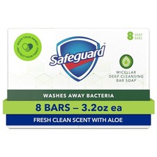 Safeguard Bath Bar Soap, Fresh Clean Scent with Aloe, 3.2 oz 8 Count