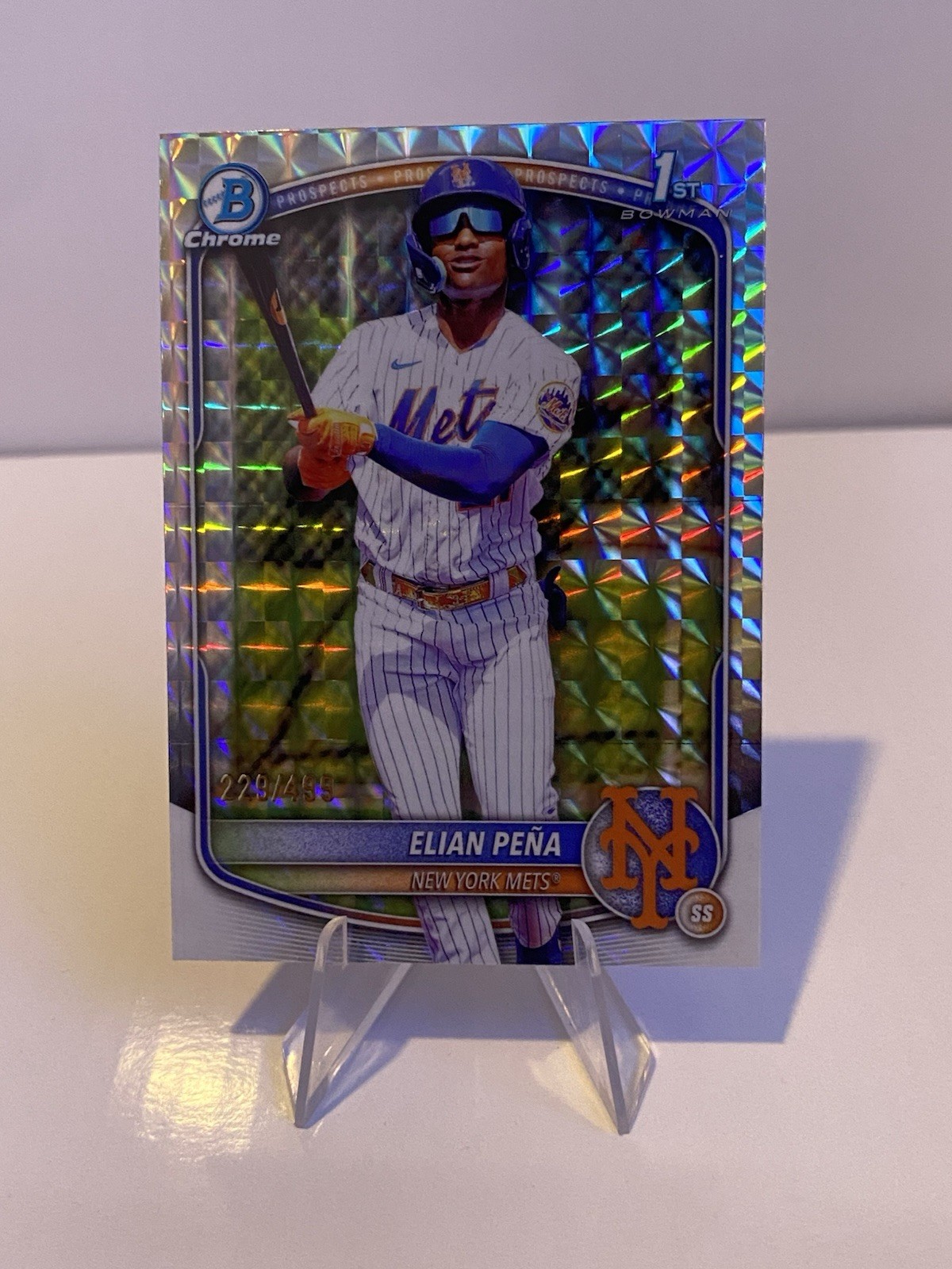 Elian Pena 2025 Bowman Chrome #BCP-155 Refractor Rookie 1st RC /499 Mets