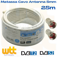 Matassa Cavo Filo Coassiale Antenna Tv Satellitare e Digitale Terrestre 25m
