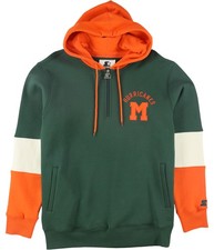 STARTER Mens University Of Miami Hoodie Sweatshirt, Green, Large