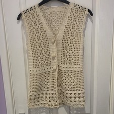 Beautiful Vintage Hand Made longer Crochet Top/Hand Made Buttons Sze S Bust  30?