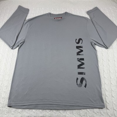 Simms Tech Tee Shirt Men s Size XL Granite Gray Long Sleeve Crew Neck