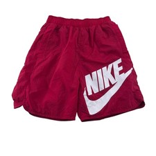 Nike Boys Large Red Burgandy Nylon Shorts With Logo Vintage