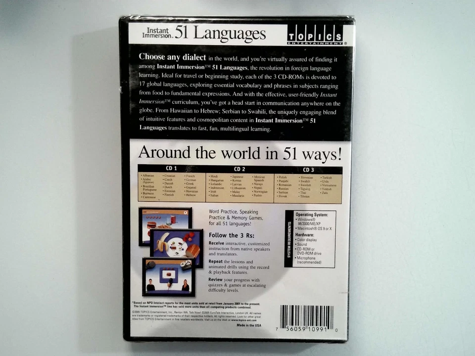 Instant Immersion 51 Languages 4 CD-ROMs WIN MAC Software Sealed New - Image 2 of 2
