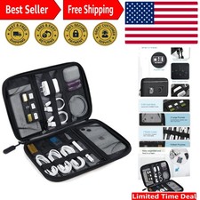 Elegant Black Travel Case - Large Electronic Organizer for Tech Accessories