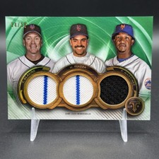 2019 Topps Triple Threads Relic Combo Tom Glavine Mike Piazza Pedro Martinez /18