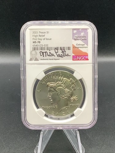 2021 MS70 PEACE DOLLAR NGC 100th Anniversary Silver $1 FDOI Mike Castle Signed