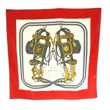 HERMES BRIDES de GALA Ceremony Bridle Carre90 Scarf Silk Red Red White /SS OS