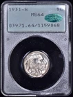 1931-S Buffalo Nickel 5c PCGS MS64 CAC (OGH "Rattler")