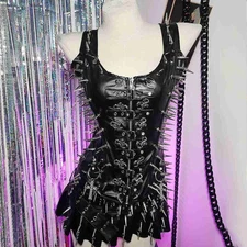 Cyber Grunge Punk Rock Scorpion Y2K TOPS Skull E-Girls Spike Studded Rivet