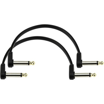 D'Addario Planet Waves Flat Patch Cable, Offset Right Angle, Twin Pack 6 in Blk