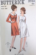 Vtg 1960s Butterick 3734 Inverted Seam Dress SEWING PATTERN 14 34 bust UnCUT FF