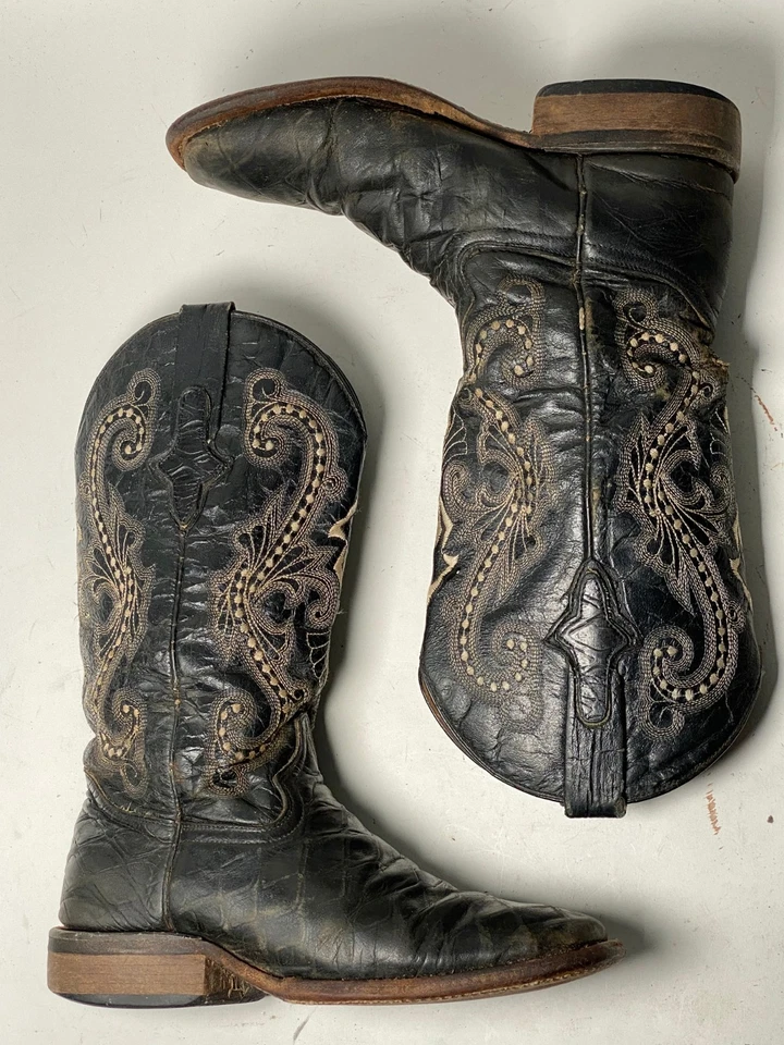 Botas vaqueras Ferrini Western para mujer con estampado de caimán caimán negro 40393-04 talla 6В Foto 3 de 4