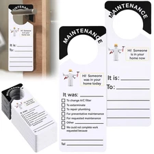 100 Pcs Maintenance Door Hanger Tags 3.5 x 9.5 Inch Plastic Large Hole and So...
