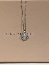 QVC Rhodium Plated 925 Sterling Silver Diamonique Sunray Petal Pendant Necklace