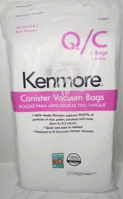 #ad 6 Kenmore Sears Type Q C HEPA Vacuum Bags Style 20 53292 50557 50558 New $16.99