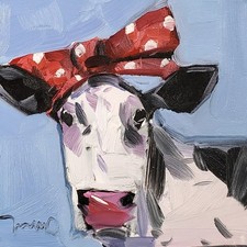 Cow Polkadot Bow PRINT of Oil Painting by Jose TRUJILLO