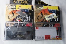 TDK HS120 8mm 120 Minute High Standard Video Tapes Open Box Lot of 4