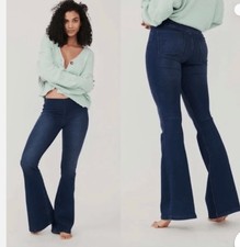 Free People Women's Penny Pull-On Flare Jeans Size 27 Rich Blue Hippie Boho