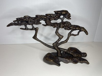 Signed Scott Nelles 1993 Bronze Art Sculpture Cypress Tree Of Life Menorah