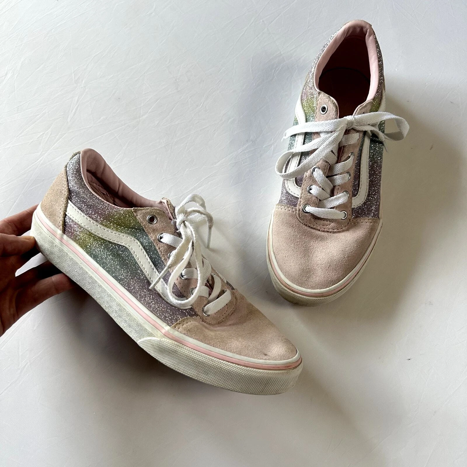 Sneakers basse Vans rosa pastello arcobaleno scintillante taglia 5