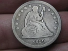 1859 P Silver Seated Liberty Quarter- Philadelphia, Fine Details