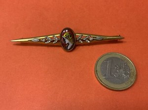 Émail Limoges Ancien - Profil Femme Avec Paillons D'Argent - À Monter En Pendentif Ou Broche - Signé - Occasion