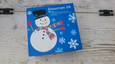 Build A Snowman Kit Wooden Box Carrot Nose Eyes Felt Hat Scarf Mittens 14pc READ