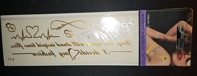 Metallic Tattoos Body Neck Arm Gold Silver Temporary Tatoos Heart Romance