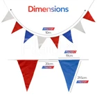 Bunting Flags 20 Pennant Banner Party Material Fabric Red White Blue 33 Feet