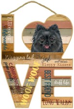 Pomeranian Blk Love Word Art Wood Cut Out 8"x11" Hanging Dog Sign Gift Home L61