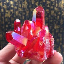 50g Natural Aura Red Titanium Quartz Crystal Cluster Energy Healing Stone Geode