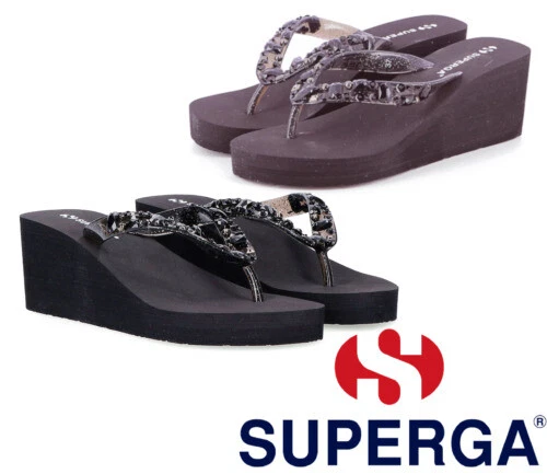 Sandali da donna neri Superga