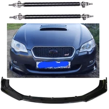 For  Subaru Front Bumper Lip Splitter Spoiler Strut Rods Glossy Black Body Kit