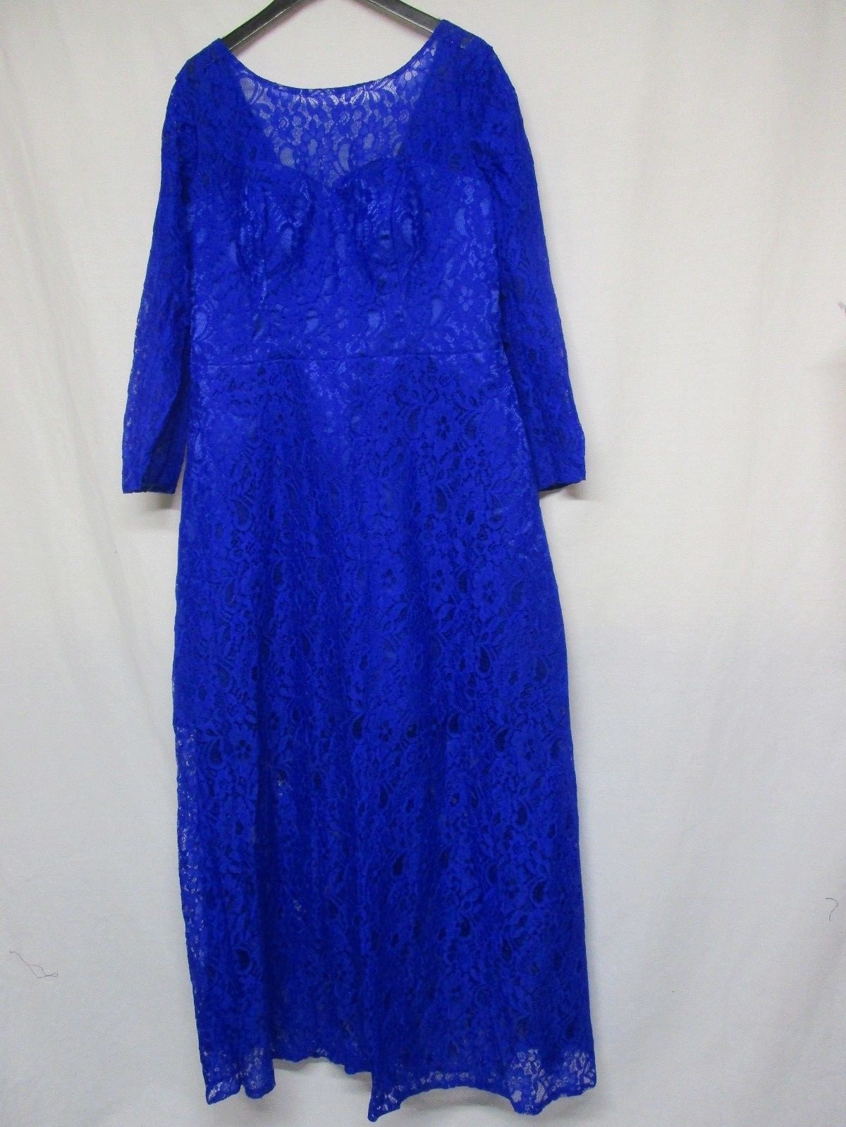 Plus Size Women 3/4 Sleeve Blue Lace Cocktail Evening Prom Gown Dress    +P-3