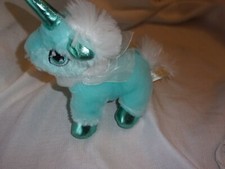 dandee DAN DEE PLUSH LOVEY unicorn sparkle 7" turquoise blue metallic white