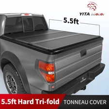 5.5FT Hard Tonneau Cover 3-Fold For 2015-2025 Ford F150 F-150 Truck Bed W/ Lamp