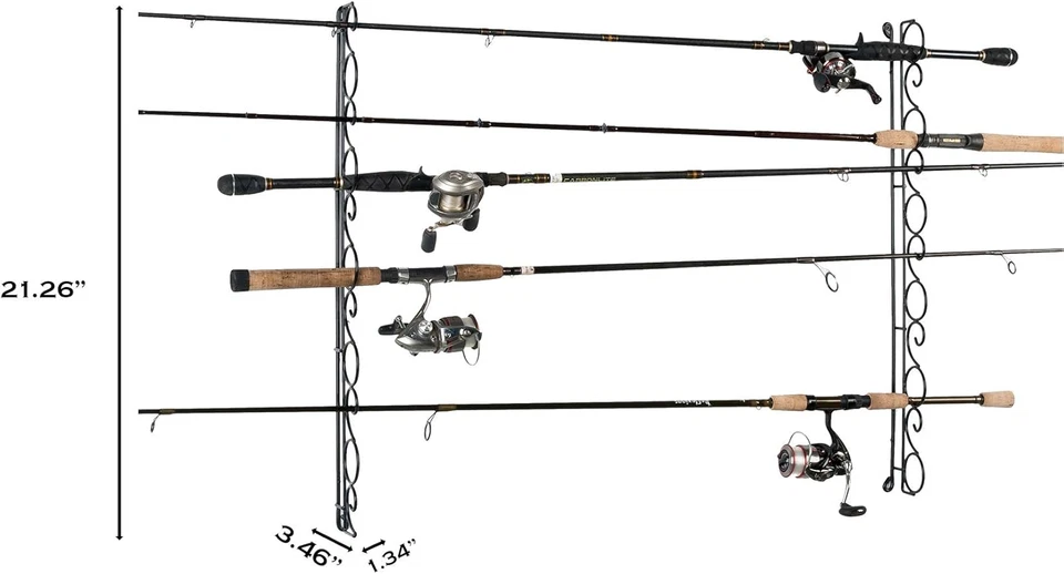 Antiguo estante de techo horizontal de alambre Cedar Outfitters para almacenamiento de caña de pescar, sostiene Foto 4 de 4