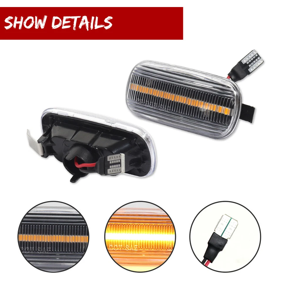 Luces de señalización laterales delanteras transparentes luces LED ámbar para Audi A3 A4 A6 S4 S6 etc. Foto 3 de 4