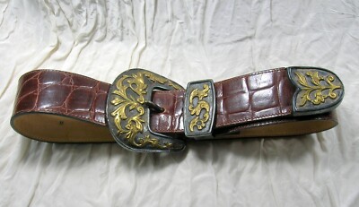 STREETS AHEAD VINTAGE WESTERN STYLE WIDE BROWN LEATHER BELT  display picture 3