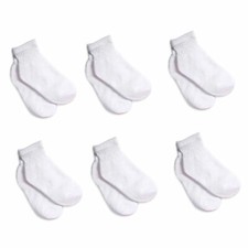 6 PAIR Toddler Little Kids Sport School White Cotton Ankle Socks Size 4-6 NEW