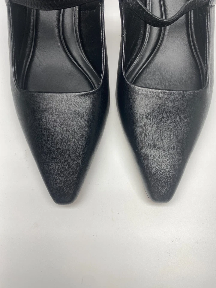 Bomba de salto Vince feminina biqueira pontiaguda couro preto gatinho tamanho 7 - Imagem 4 de 4