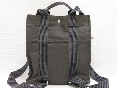 Authentic HERMES Her Line Ade MM Canvas Backpack Grey 18698805 - Picture 4 of 24