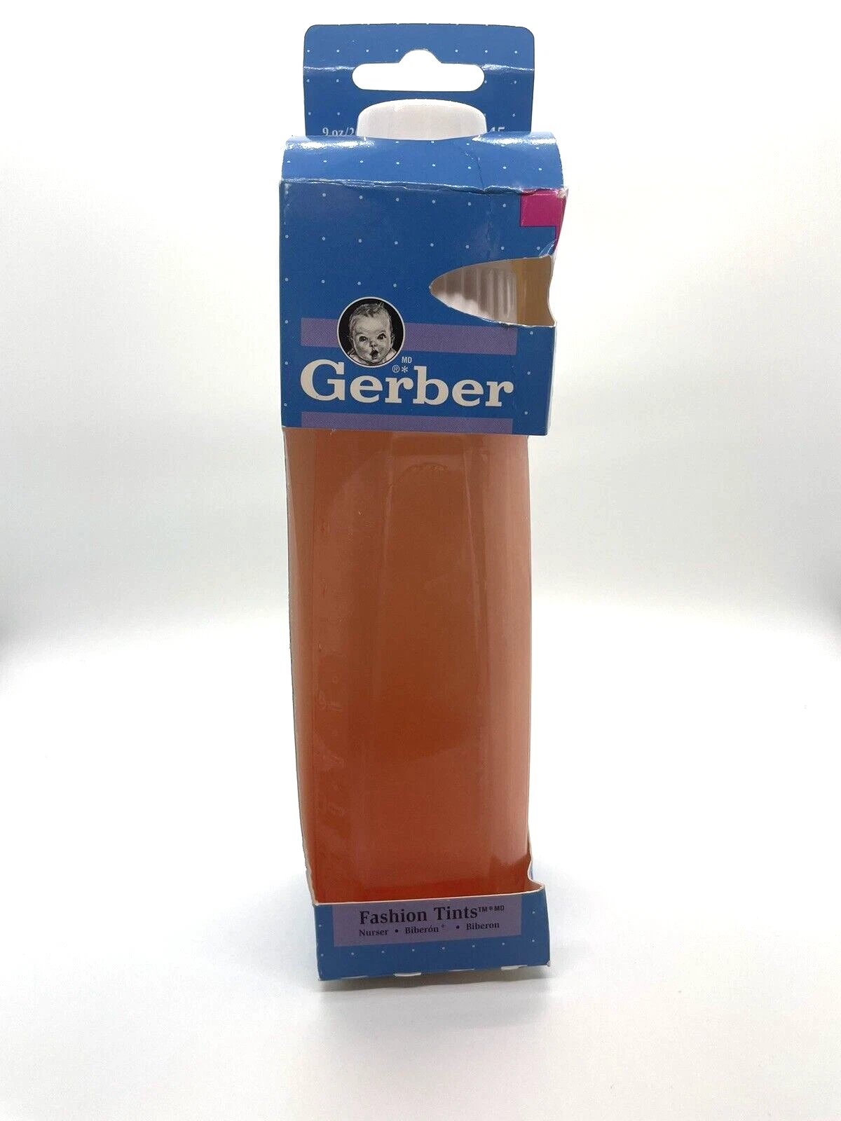 VTG Vintage 1996 Gerber Baby Bottle Fashion Tints Nurser Plastic 9oz orange
